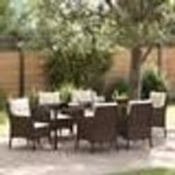 vidaXL Ensemble de salle à manger de jardin 7 pièces avec coussins Marron Poly Rattan