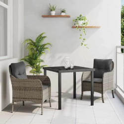 vidaXL Ensemble de salle à manger pour jardin 3 pcs Gris Poly rotin