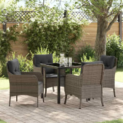 vidaXL Ensemble de salle à manger pour jardin 5 pcs Gris Poly rotin