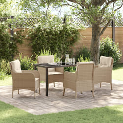 Vidaxl - Set de salle à manger de jardin 5 pièces avec coussins beige poly rattan