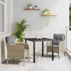 vidaXL Ensemble de salle à manger pour jardin 3 pcs Beige Poly rotin