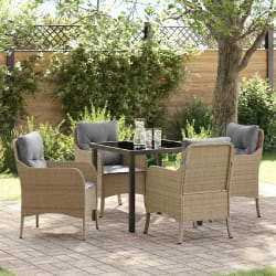 vidaXL Ensemble de salle à manger pour jardin 5 pcs Beige Poly rotin