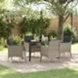 vidaXL Ensemble de salle à manger de jardin 5 pièces avec coussins Gris clair Poly Rattan