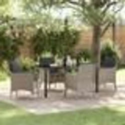 vidaXL Ensemble de salle à manger de jardin 5 pièces avec coussins en gris clair poly rattan