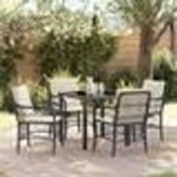 vidaXL Ensemble jardin 5 pièces avec coussins en poly rotin noir