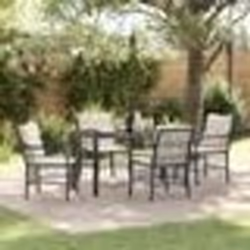 vidaXL Ensemble de salle à manger de jardin en 5 pièces, avec des coussins en polyrotin noir.