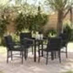 vidaXL Ensemble de jardin de 5 pièces avec coussins en polyrotin noir.