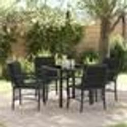 vidaXL Ensemble de jardin de 5 pièces avec coussins en polyrotin noir.
