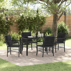 vidaXL Ensemble de Jardin 5 Pièces avec Coussins Noirs en Rattan Synthétique