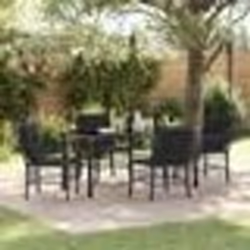 vidaXL Ensemble de jardin 5 pièces avec coussins en rotin noir