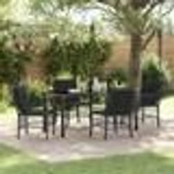 vidaXL Ensemble de jardin 5 pièces avec coussins en rotin noir