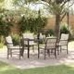 vidaXL Ensemble de dîner de jardin 5 pièces avec coussins marron en poly rattan