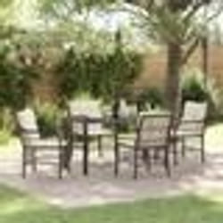 vidaXL Ensemble de dîner de jardin 5 pièces avec coussins marron en poly rattan