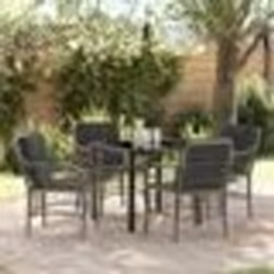 vidaXL Set de salle à manger de jardin 5 pièces avec coussins en poly rotin gris