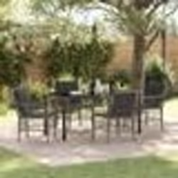 vidaXL Ensemble de jardin de 5 pièces avec des coussins en poly rattan gris