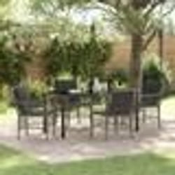 vidaXL Ensemble de jardin de 5 pièces avec des coussins en poly rattan gris