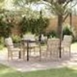 vidaXL Ensemble de salle à manger de jardin 5 pièces avec coussins en poly rotin beige