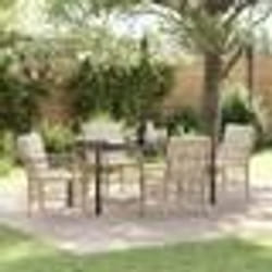 vidaXL Ensemble de salle à manger de jardin 5 pièces avec coussins en poly rotin beige