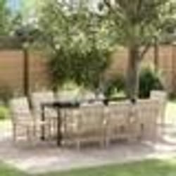 vidaXL Ensemble de 9 pièces pour le jardin avec coussins beige en poly rotin