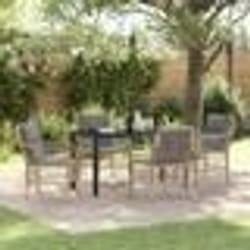 vidaXL Ensemble de 5 pièces de salle à manger de jardin avec coussins en rotin beige.
