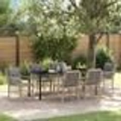 vidaXL Ensemble de Salle à Manger de Jardin 7 Pièces avec Coussins Beige en Poly Rattan