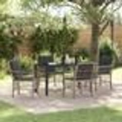 vidaXL Ensemble de salle à manger de jardin de 5 pièces avec coussins gris clair en poly rattan