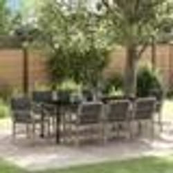 vidaXL Set de jardin de 9 pièces avec coussins gris clair en polyrotin