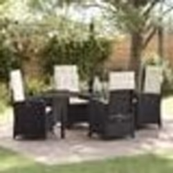 vidaXL Ensemble de salle à manger de jardin 5 pcs avec coussins en rattan noir