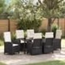 vidaXL Ensemble de salle à manger de jardin 7 pièces avec coussins - Rattan Poly Noir