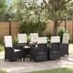 vidaXL Ensemble de jardin 7 pièces avec coussins en rotin noir