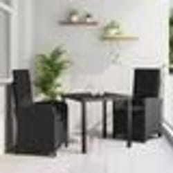 vidaXL Ensemble de salle à manger de jardin 3 pièces avec coussins Noir Rattan synthétique