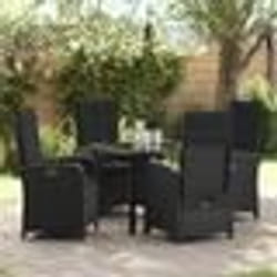 vidaXL Ensemble de salle à manger de jardin 5 pièces avec coussins Résine tressée noire