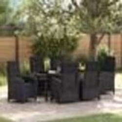vidaXL Ensemble de salle à manger de jardin 7 pièces avec coussins Noir Poly Rattan