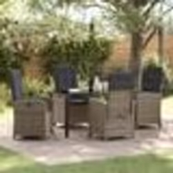 vidaXL Set de jardin de 5 pièces avec coussins en rotin poly gris