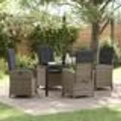vidaXL Set de jardin de 5 pièces avec coussins en rotin poly gris