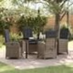 vidaXL Ensemble de Salle à Manger de Jardin 5 Pièces avec Coussins Gris en Rattan Synthétique