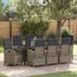 vidaXL Ensemble de Salle à Manger de Jardin 9 Pièces avec Coussins Gris Rattan Poly