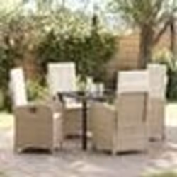 vidaXL Ensemble de salle à manger de jardin 5 pièces avec coussins en poly rattan beige