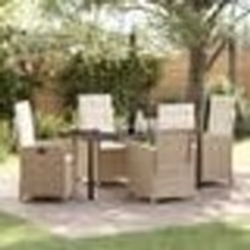 vidaXL Ensemble de salle à manger de jardin 5 pièces avec coussins en polyrotin beige