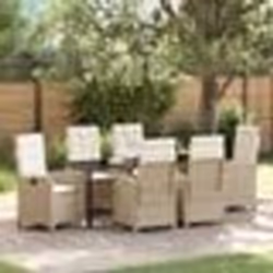vidaXL Ensemble de salle à manger de jardin de 7 pièces avec coussins en rattan poly beige