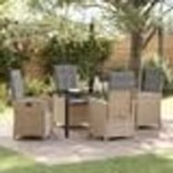 vidaXL Ensemble de salle à manger de jardin de 5 pièces avec coussins Beige Rattan Synthétique