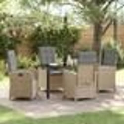 vidaXL Ensemble de salle à manger de jardin de 5 pièces avec coussins Beige Rattan Synthétique