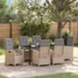 vidaXL Ensemble de salle à manger de jardin de 7 pièces avec coussins beige en rattan synthétique