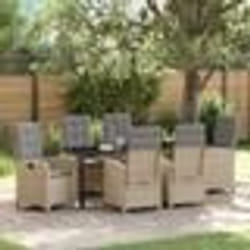 vidaXL Ensemble de Salle à Manger de Jardin 7 Pièces avec Coussins - Rattan Poly Beige