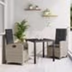 vidaXL Ensemble de repas de jardin 3 pièces avec coussins en rattan poly gris clair