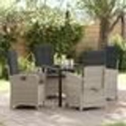 vidaXL Ensemble de salle à manger de jardin de 5 pièces avec coussins gris clair en rattan poly