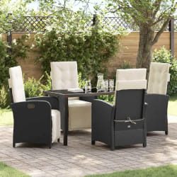 vidaXL Ensemble de salle à manger pour jardin 5 pcs Noir polyrotin