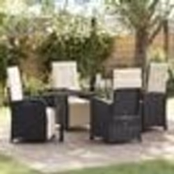 vidaXL Ensemble de salle à manger de jardin 5 pièces avec coussins en poly rotin noir