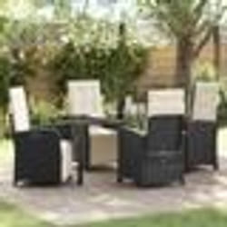 vidaXL Ensemble de salle à manger de jardin 5 pièces avec coussins en poly rotin noir