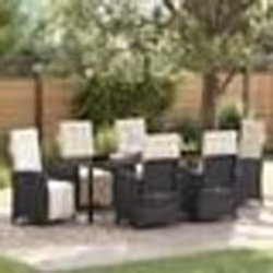 vidaXL Ensemble de jardin avec 7 pièces et coussins en poly rotin noir